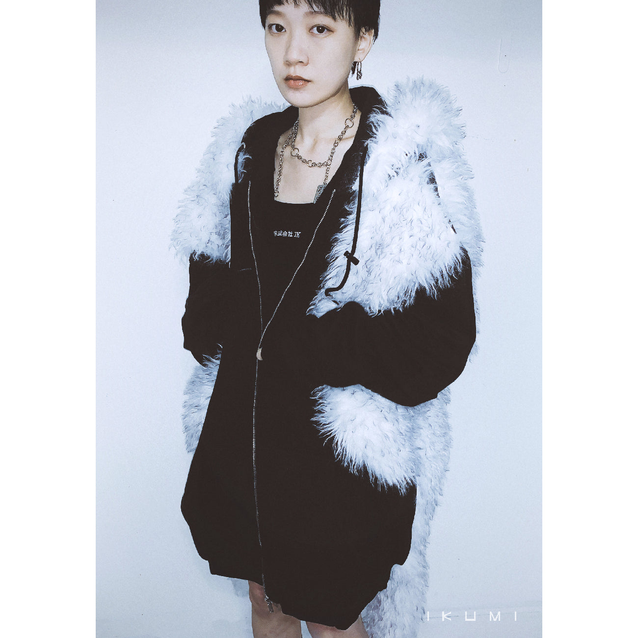 FUR BIG BICOLOR ZIP HOODIE
