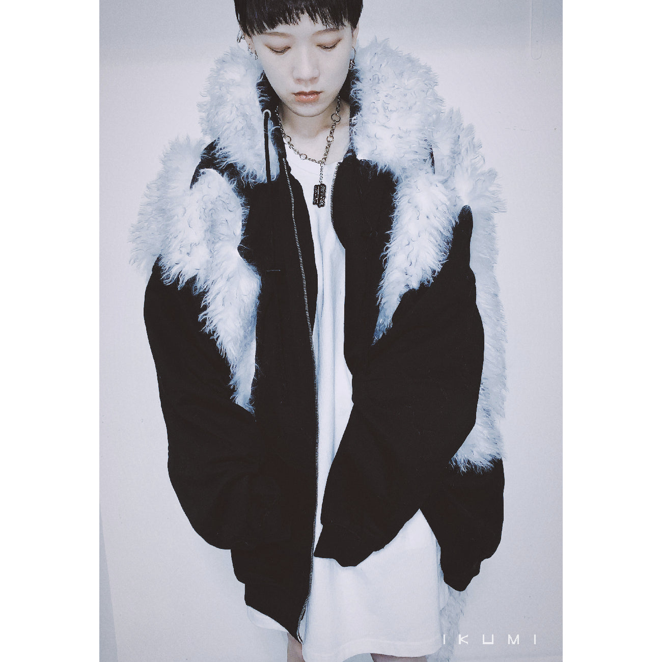 FUR BIG BICOLOR ZIP HOODIE