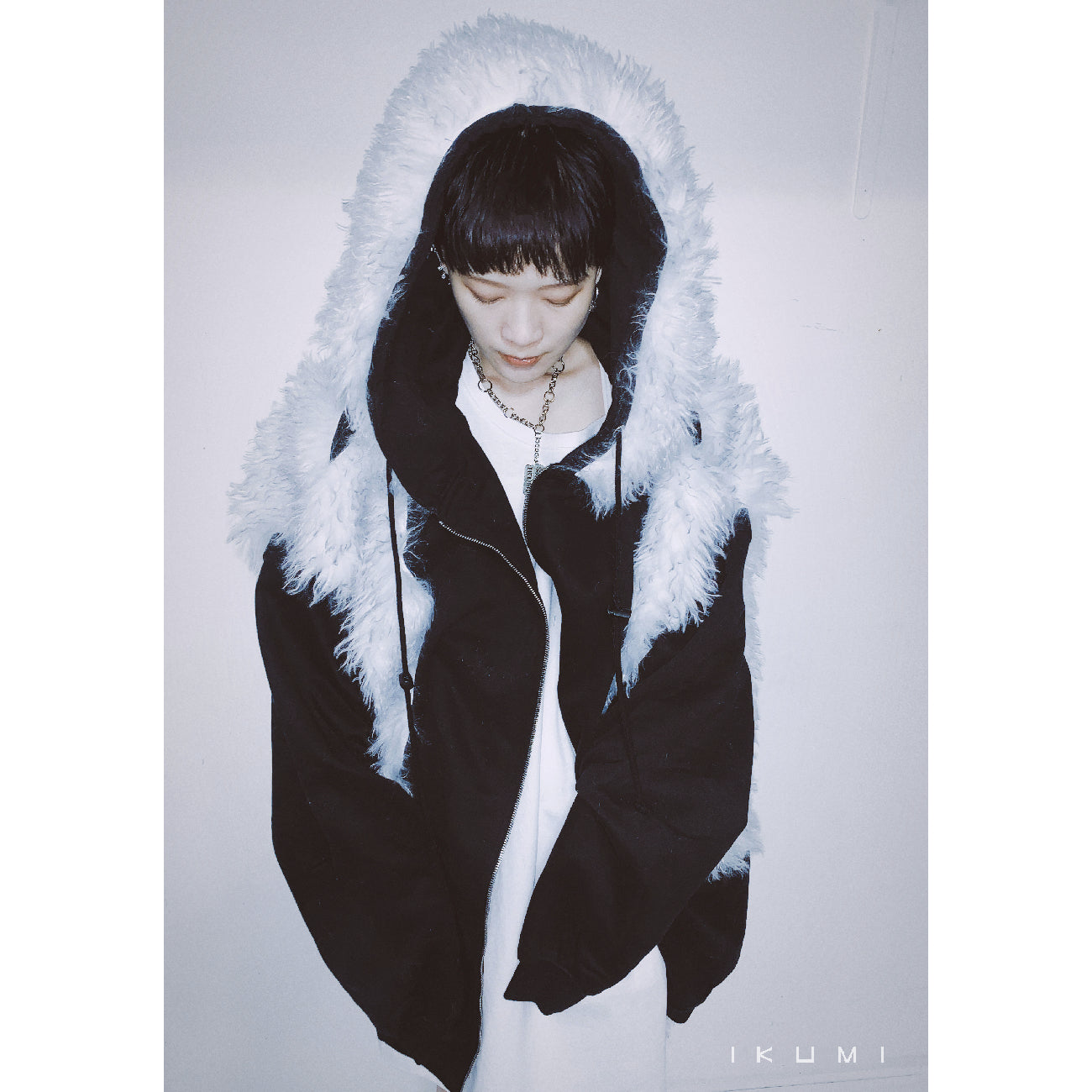 FUR BIG BICOLOR ZIP HOODIE