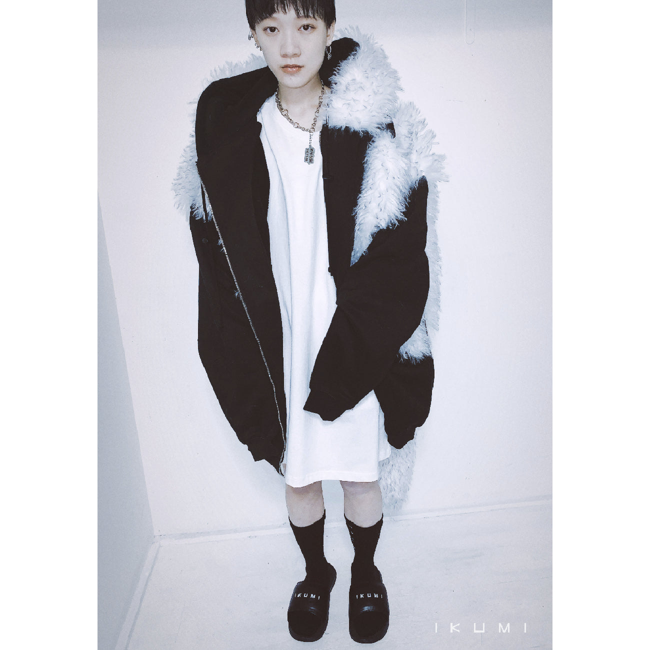 FUR BIG BICOLOR ZIP HOODIE