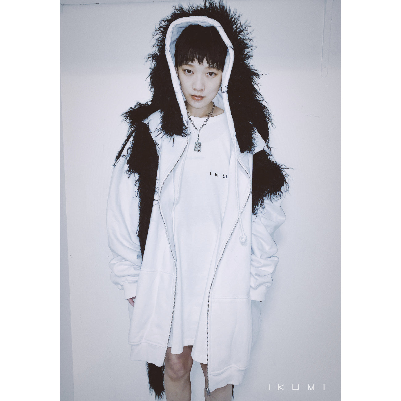 FUR BIG BICOLOR ZIP HOODIE