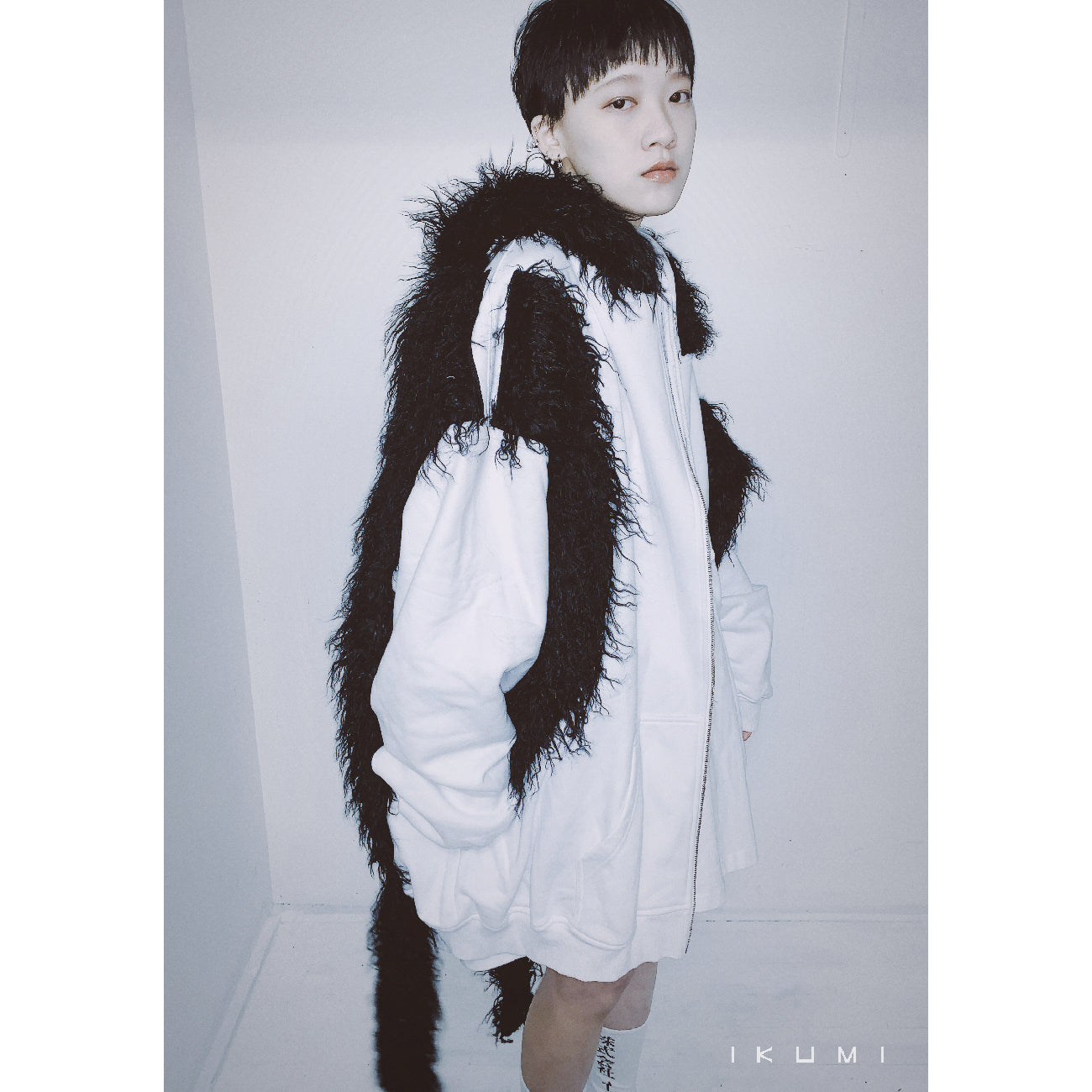 FUR BIG BICOLOR ZIP HOODIE