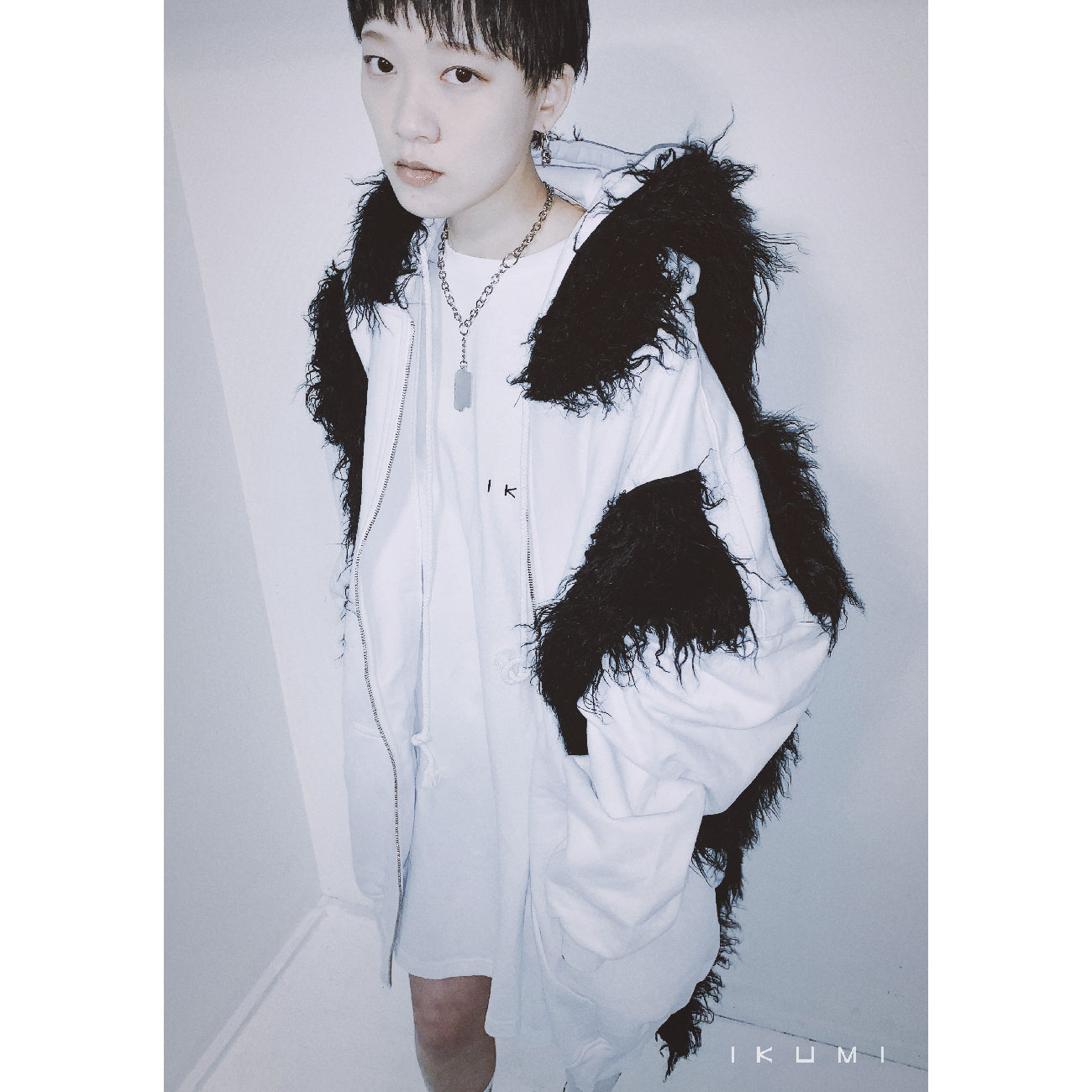 FUR BIG BICOLOR ZIP HOODIE