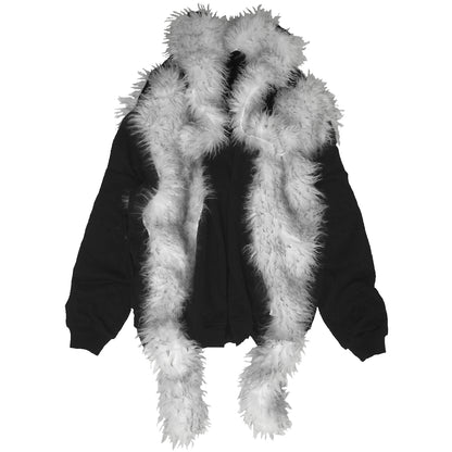 FUR BIG BICOLOR ZIP HOODIE