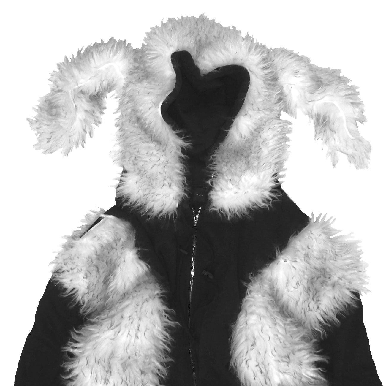 FUR BIG BICOLOR ZIP HOODIE
