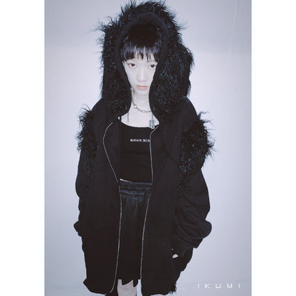 FUR BIG ZIP HOODIE