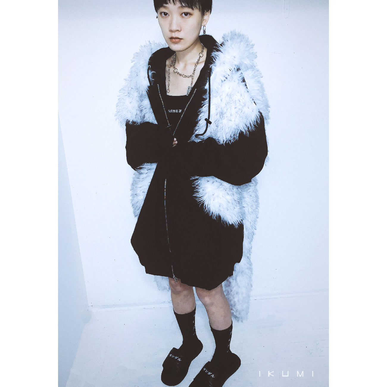FUR BIG BICOLOR ZIP HOODIE