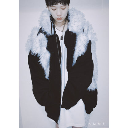 FUR BIG BICOLOR ZIP HOODIE
