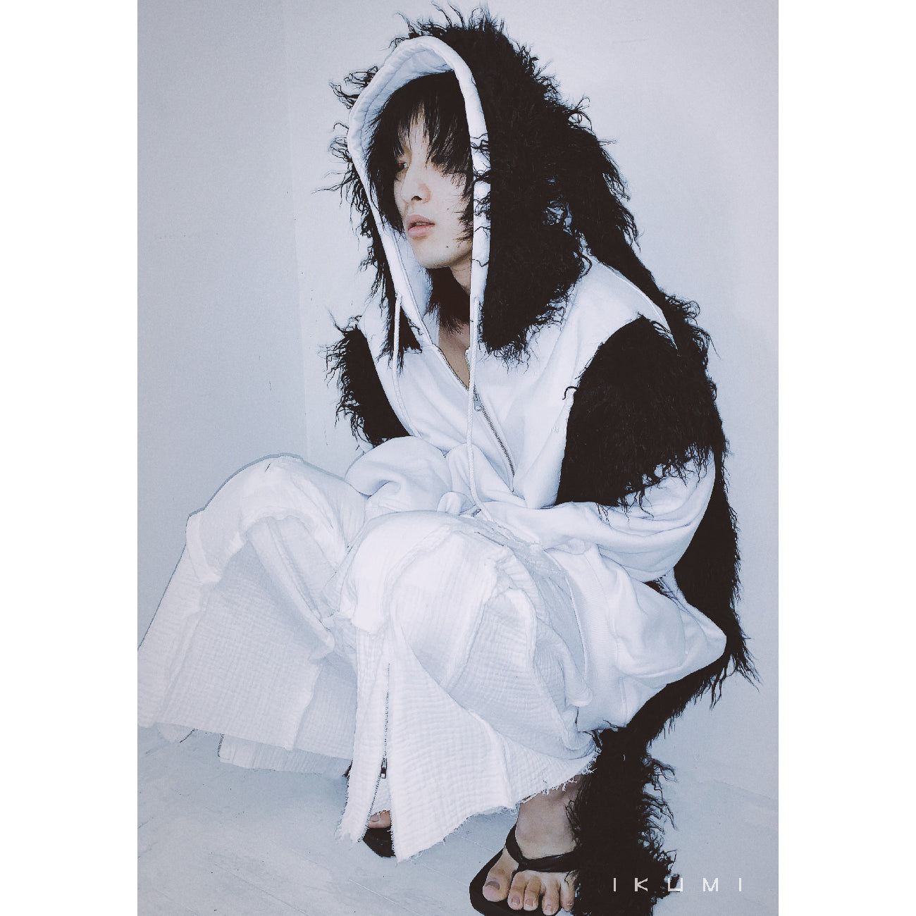 FUR BIG BICOLOR ZIP HOODIE