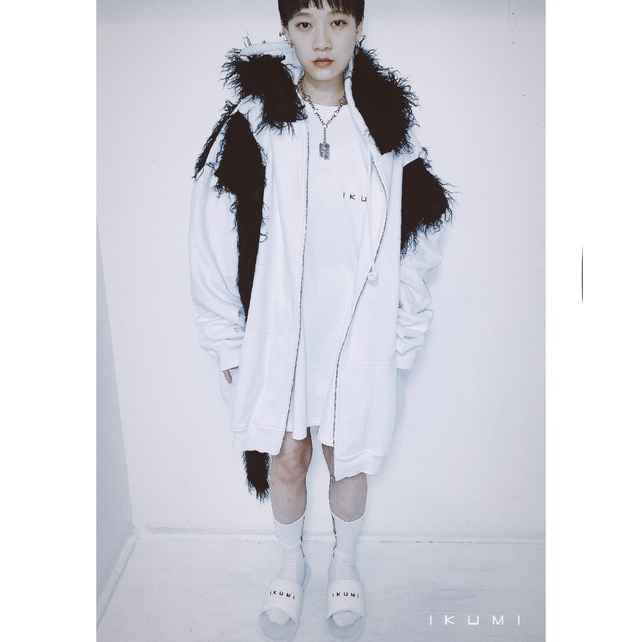 FUR BIG BICOLOR ZIP HOODIE