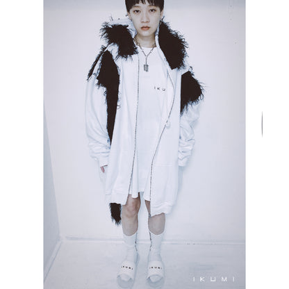 FUR BIG BICOLOR ZIP HOODIE