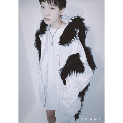FUR BIG BICOLOR ZIP HOODIE