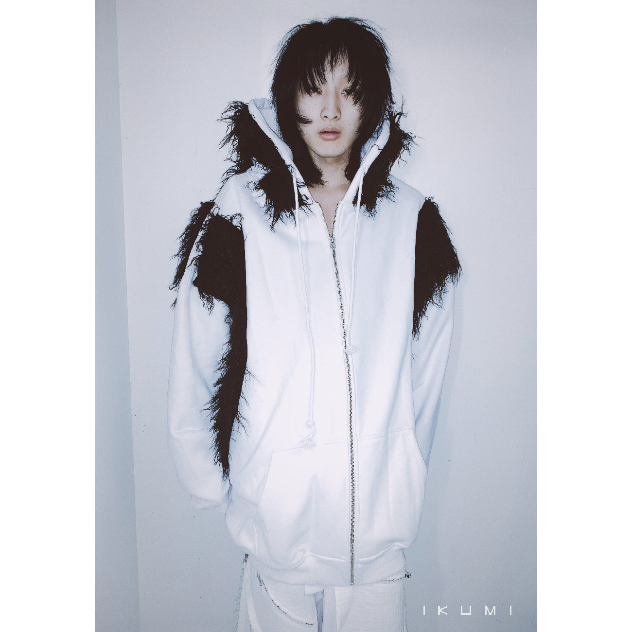 FUR BIG BICOLOR ZIP HOODIE