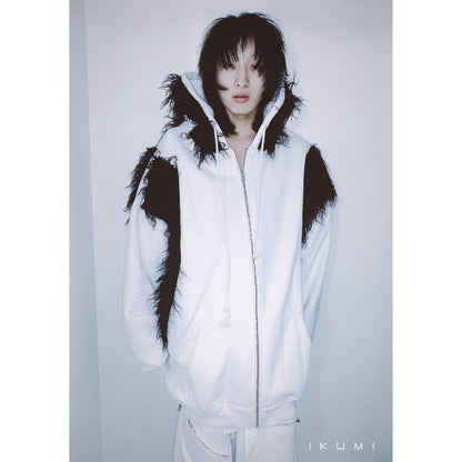 FUR BIG BICOLOR ZIP HOODIE