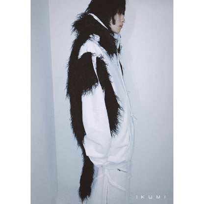 FUR BIG BICOLOR ZIP HOODIE
