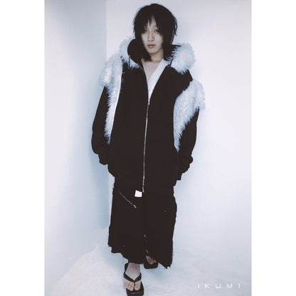 FUR BIG BICOLOR ZIP HOODIE