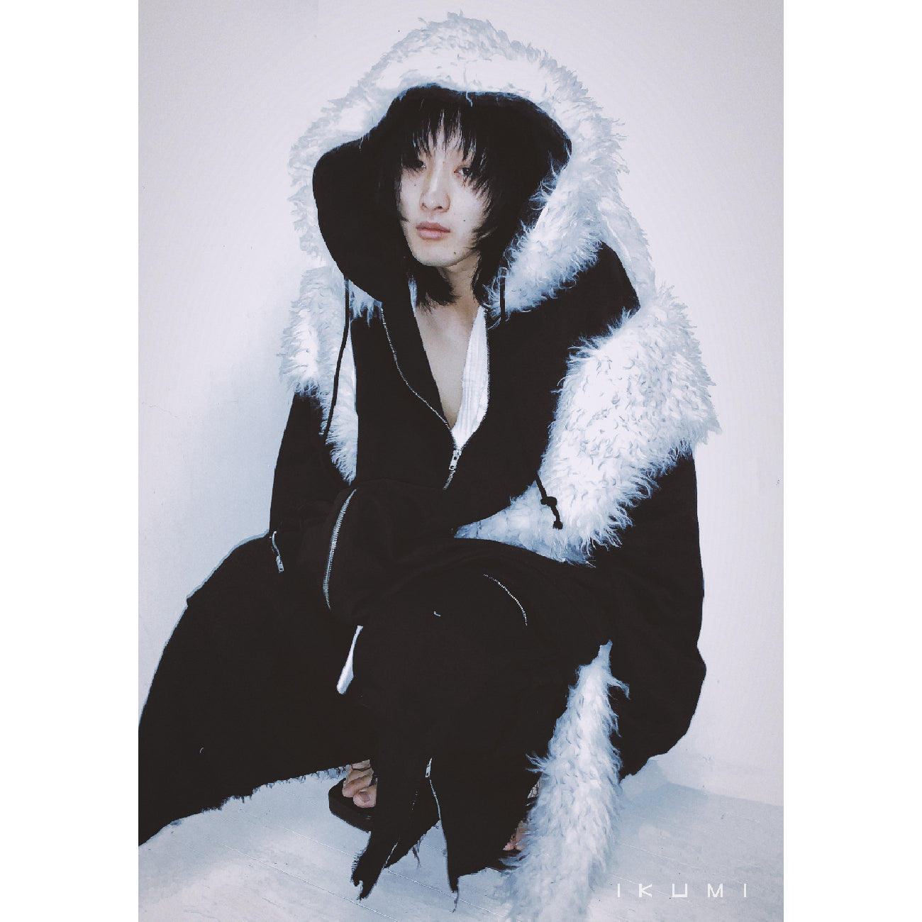 FUR BIG BICOLOR ZIP HOODIE