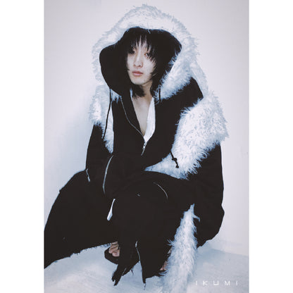 FUR BIG BICOLOR ZIP HOODIE