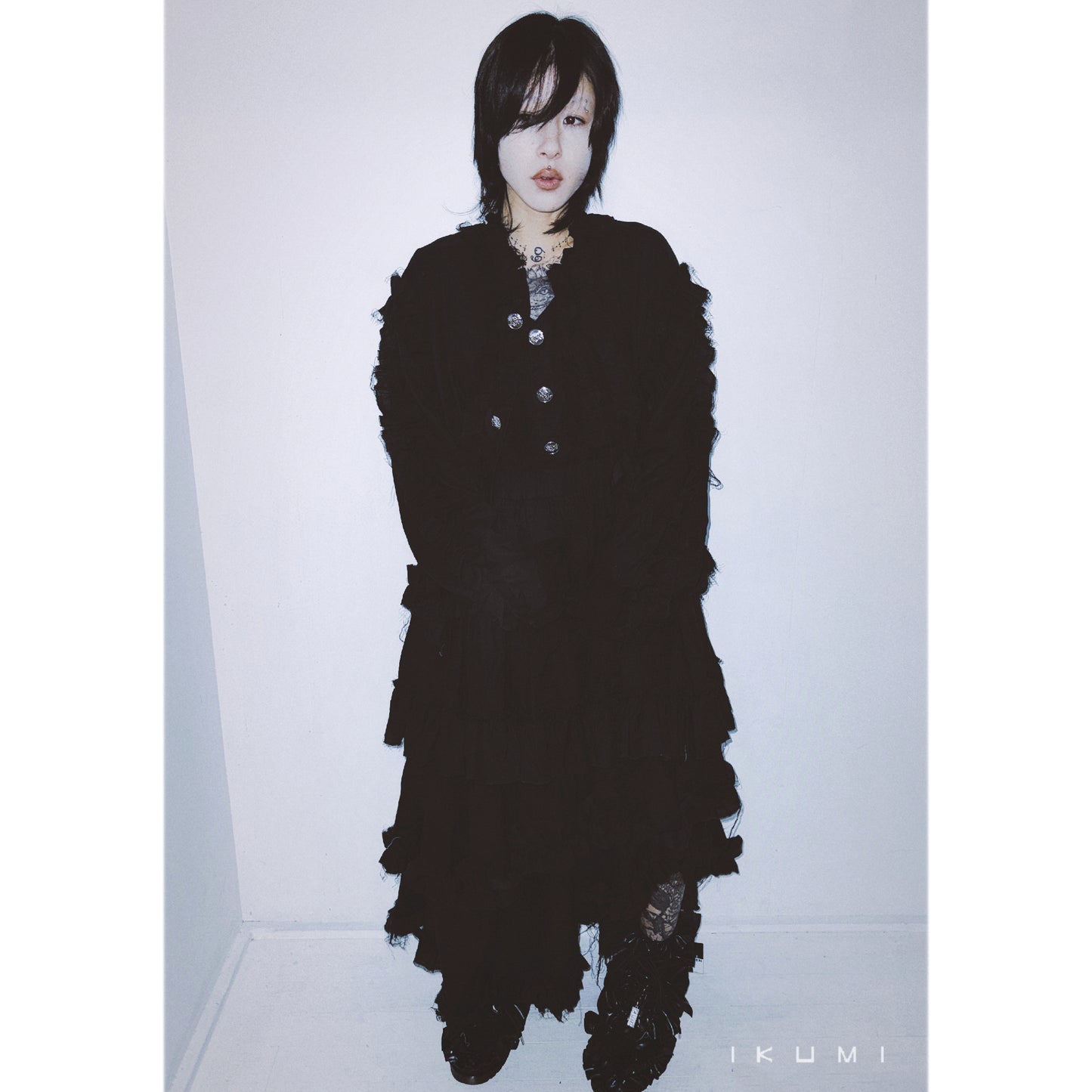 IKUMI×MADARANINGEN GAUZE FRILL DRESS