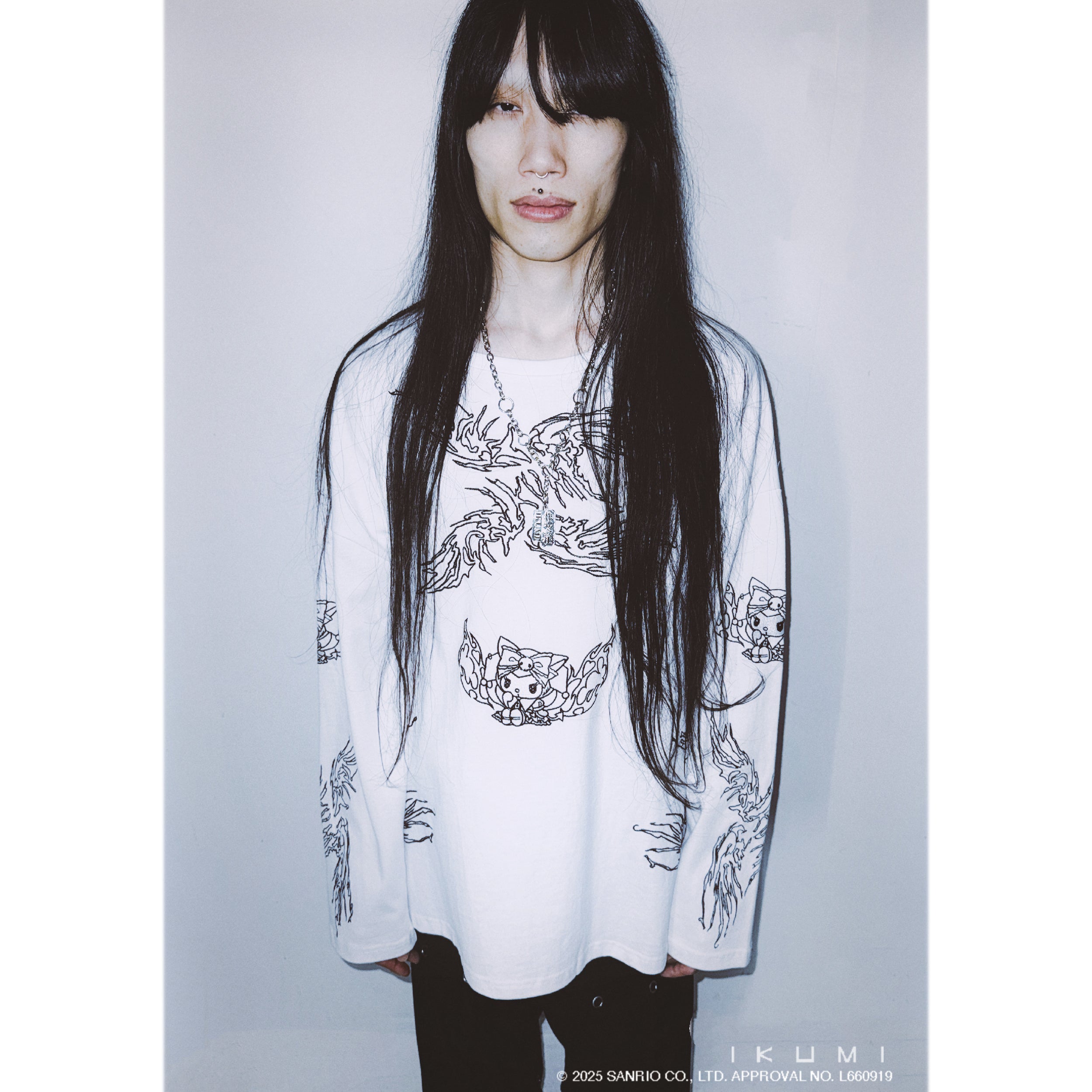 KUROMI×IKUMI PIERCED LONG T イクミ　ikumi 新品 KUROMI×IKUMI LONG T