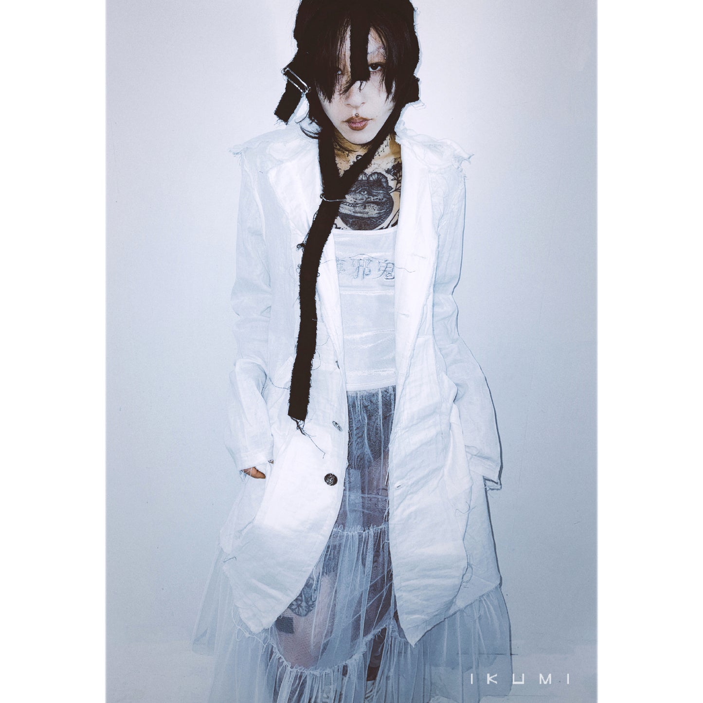 IKUMI×MADARANINGEN Gauze long top